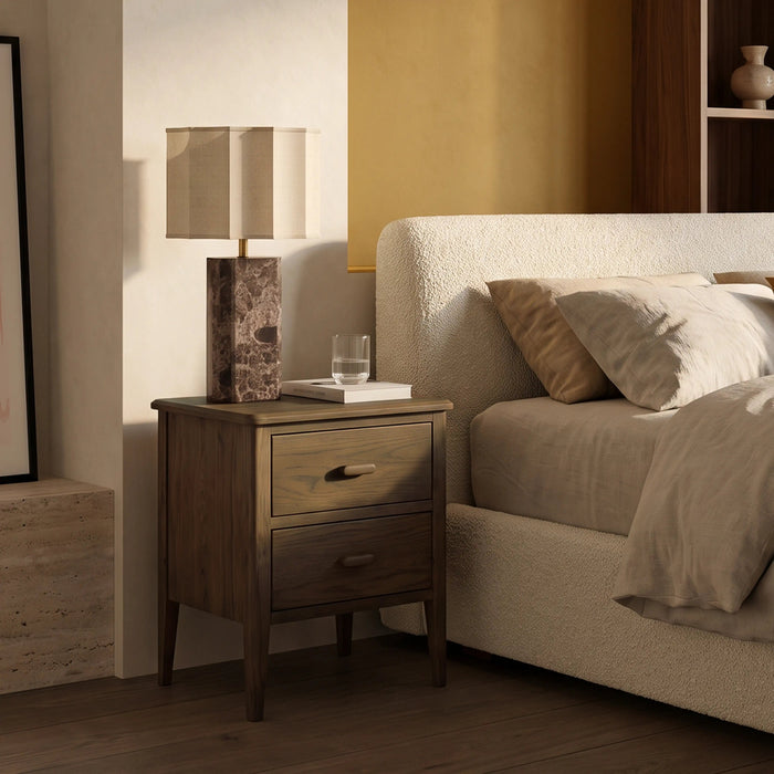 Zander 2 Drawer Rectangle Wooden Bedside Table Walnut