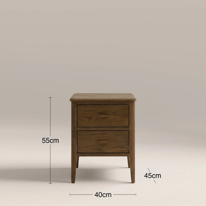 Zander 2 Drawer Rectangle Wooden Bedside Table Walnut