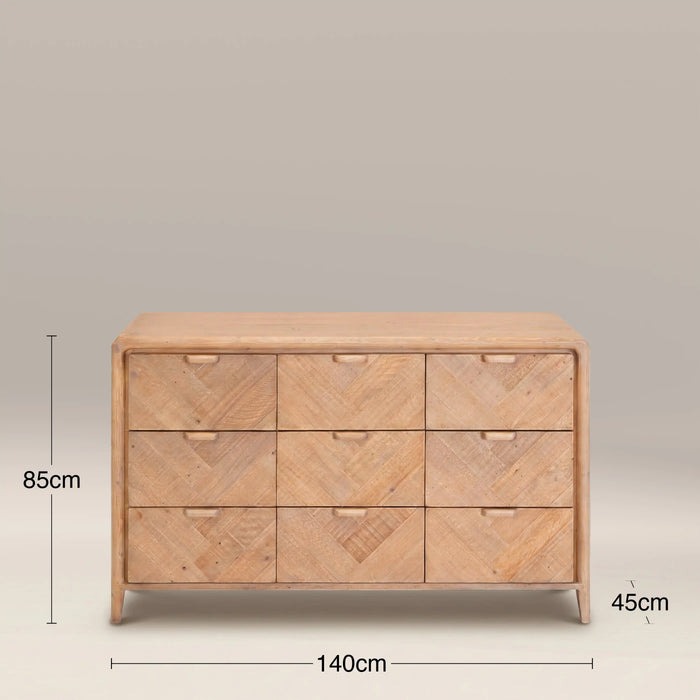 Winslow 9 Drawer Chest of Drawers Natural