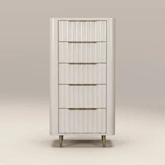 Suvi Tall 5 Drawer Chest of Drawers | Ivory