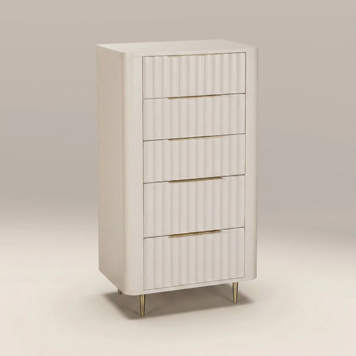 Suvi Tall 5 Drawer Chest of Drawers Ivory