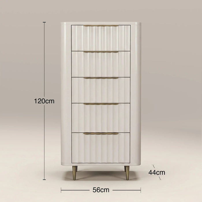 Suvi Tall 5 Drawer Chest of Drawers Ivory