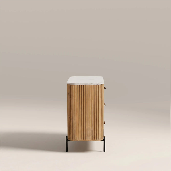 Oliver 3 Drawer Chest of Drawers White Marble & Natural Mango Wood