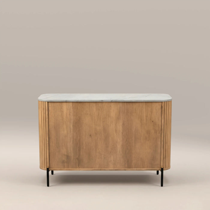 Oliver Wide 6 Drawer Chest of Drawers White Marble & Natural
