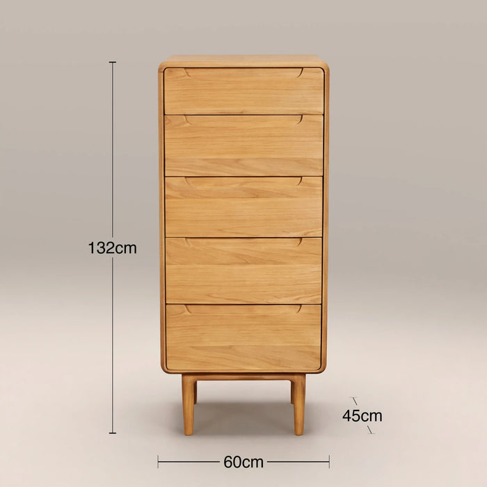 Percy Tall 5 Drawer Tall Chest of Drawers Oak