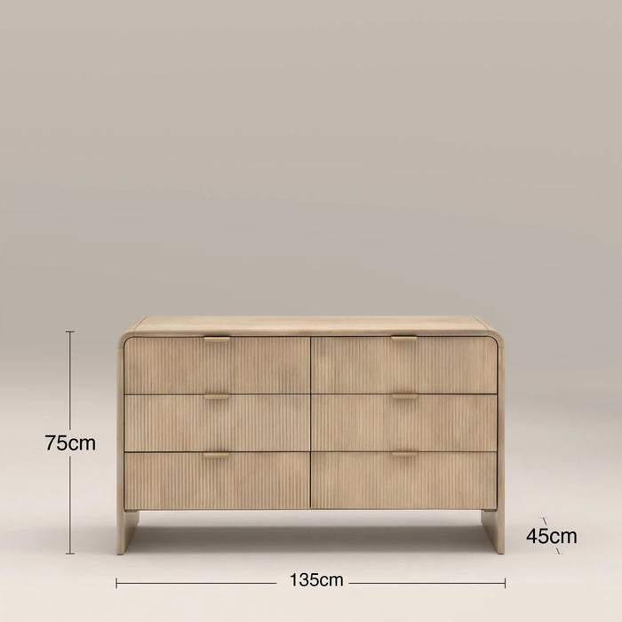 Winnie 6 Drawer Chest of Drawers Natural Mango Wood