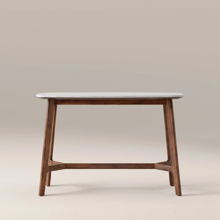 Lambert Console Table White Marble & Walnut