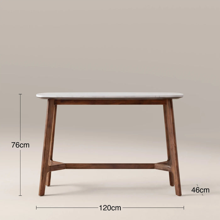Lambert Console Table White Marble & Walnut