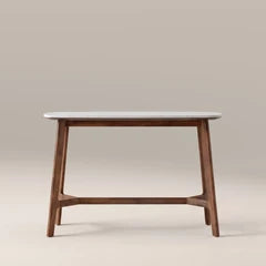 Lambert Console Table | White Marble & Walnut