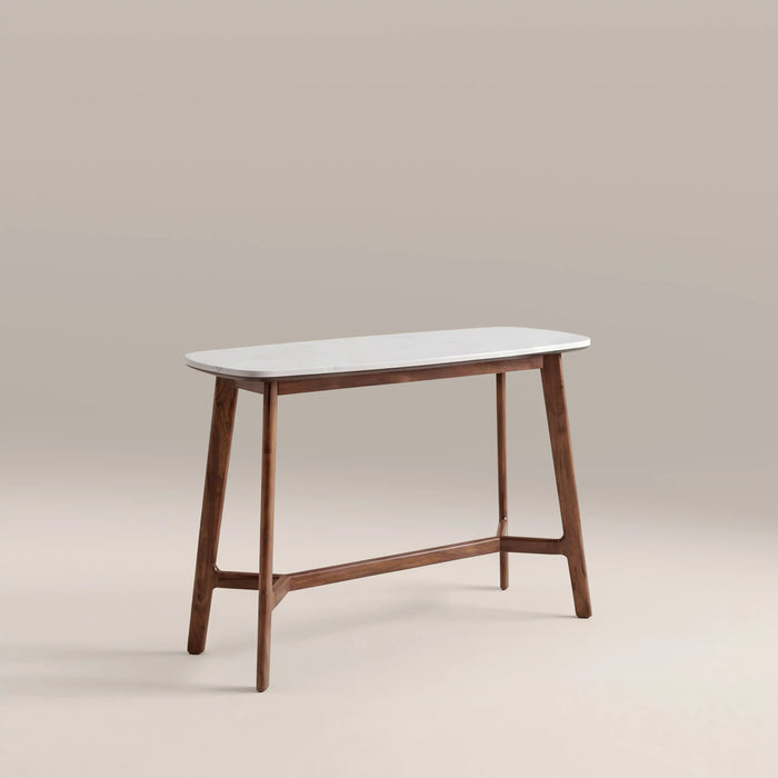 Lambert Console Table White Marble & Walnut