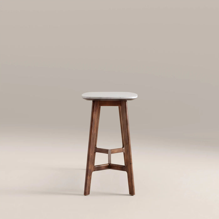 Lambert Console Table White Marble & Walnut