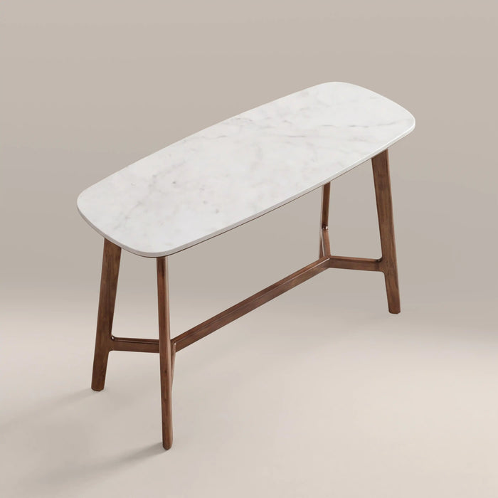 Lambert Console Table White Marble & Walnut
