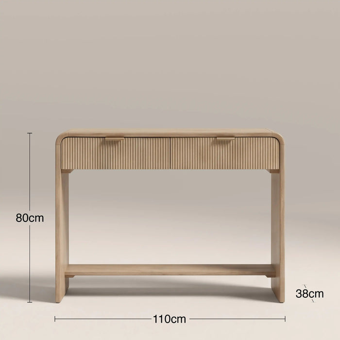 Winnie 2 Drawer Wooden Console Table Natural Mango Wood