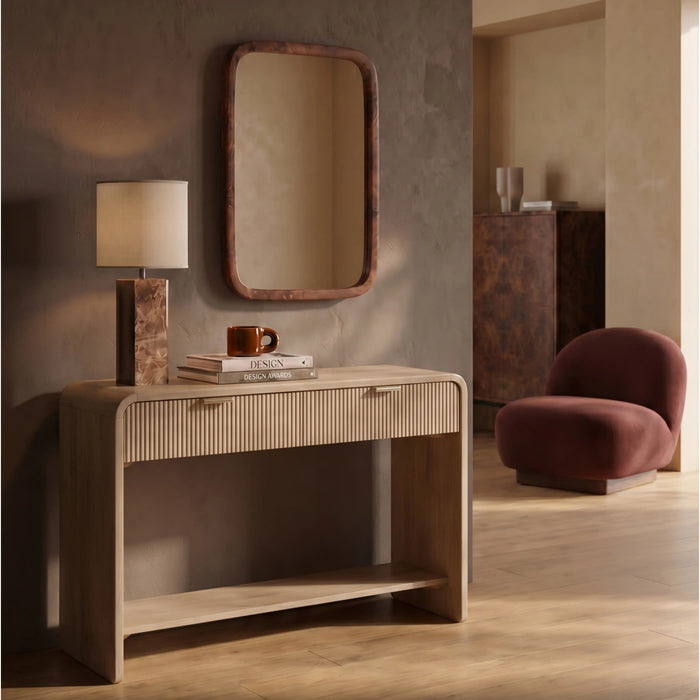 Winnie 2 Drawer Wooden Console Table Natural Mango Wood