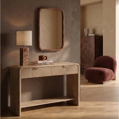 Winnie 2 Drawer Wooden Console Table | Natural Mango Wood