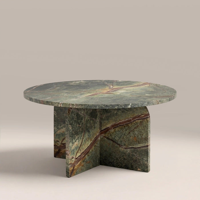 Alba Round Coffee Table Ember Green Marble