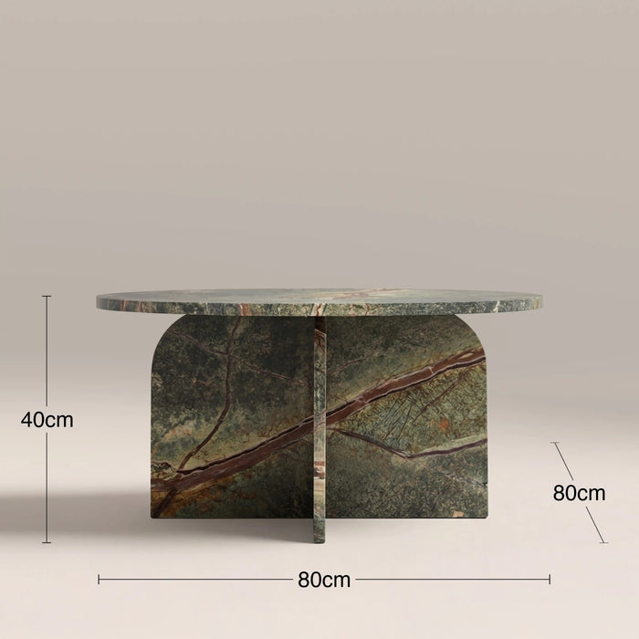 Alba Round Coffee Table Ember Green Marble