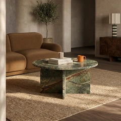 Alba Round Coffee Table | Ember Green Marble