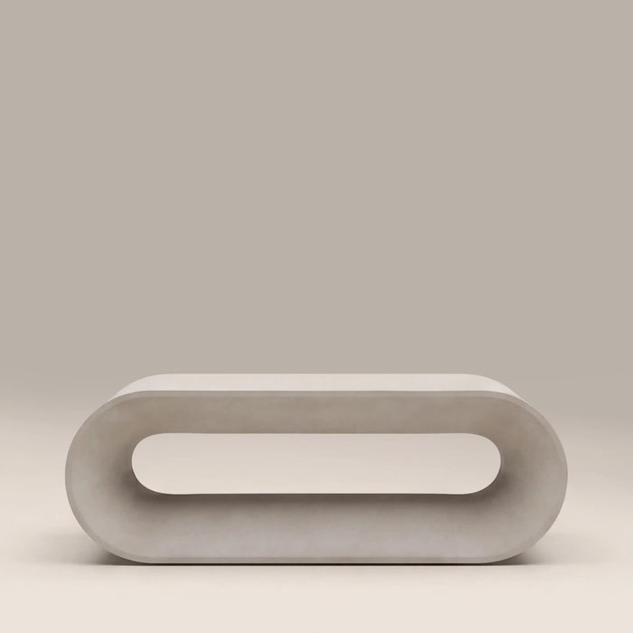Marin Curved Coffee Table Mottled White Concrete