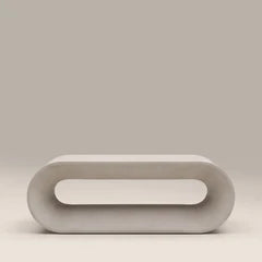 Marin Curved Coffee Table | Mottled White Concrete