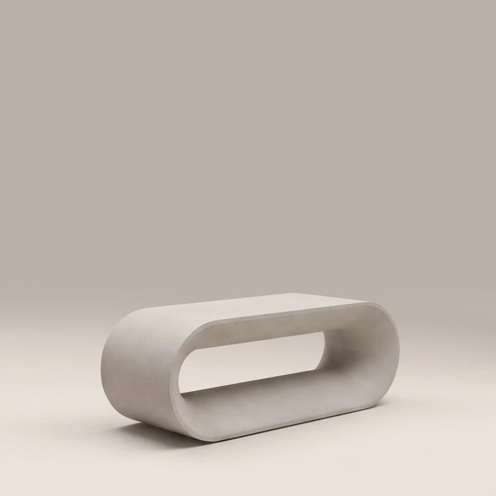 Marin Curved Coffee Table Mottled White Concrete
