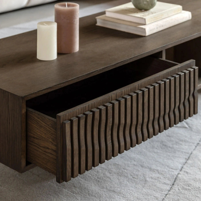 Tampere Rectangle Wooden Storage Coffee Table Dark Walnut