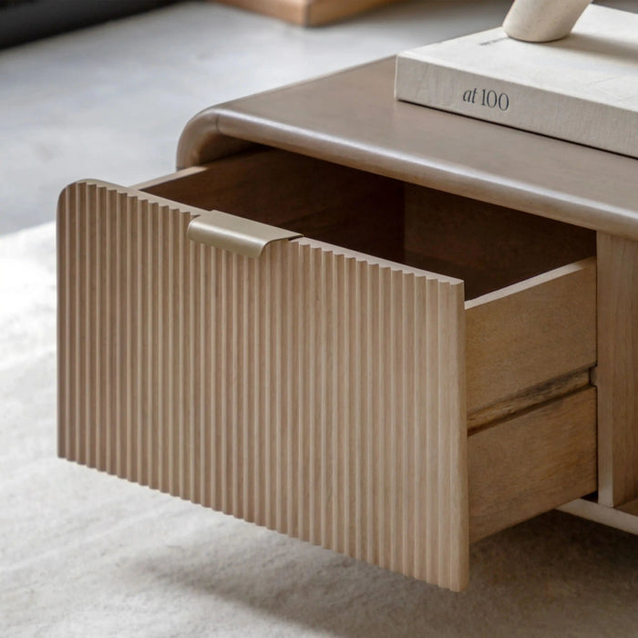 Winnie Curved Wooden Storage Coffee Table Natural Mango Wood