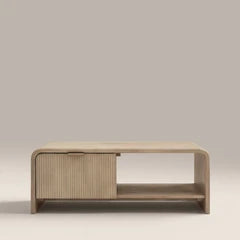 Winnie Curved Wooden Storage Coffee Table | Natural Mango Wood
