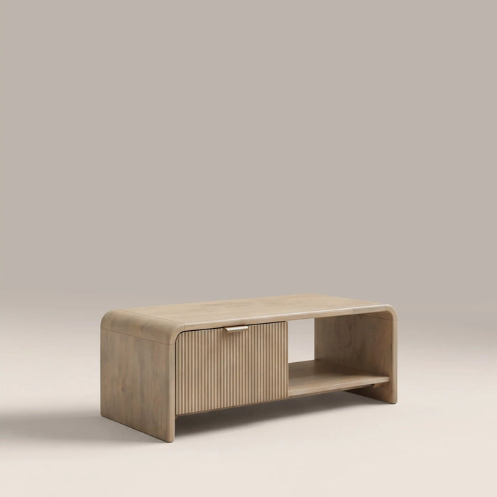 Winnie Curved Wooden Storage Coffee Table Natural Mango Wood