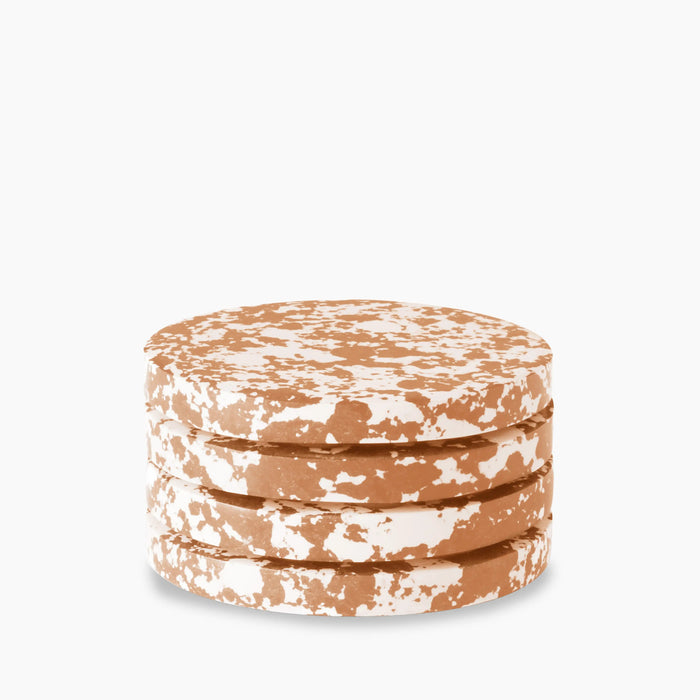 Rock Set of 4 Round Coasters Caramel