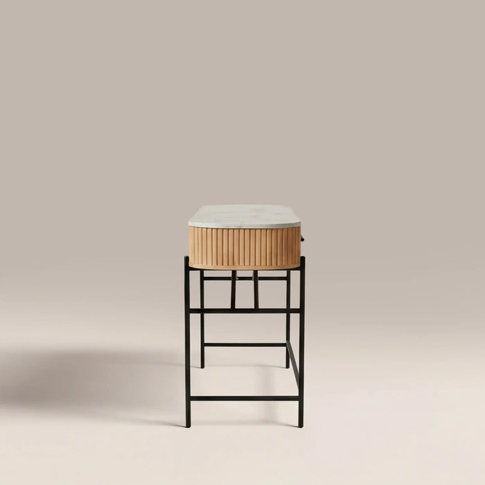 Oliver 2 Drawer Dressing Table White Marble & Natural