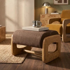 Tosca Footstool | Sepia Brown Fabric