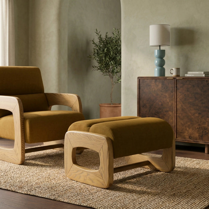 Tosca Footstool Golden Brown Fabric