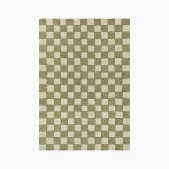 Lahti Hand Tufted Wool Rug | Green Checkerboard