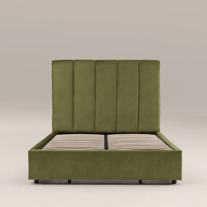 Aela Ottoman Storage King Bed Olive Green