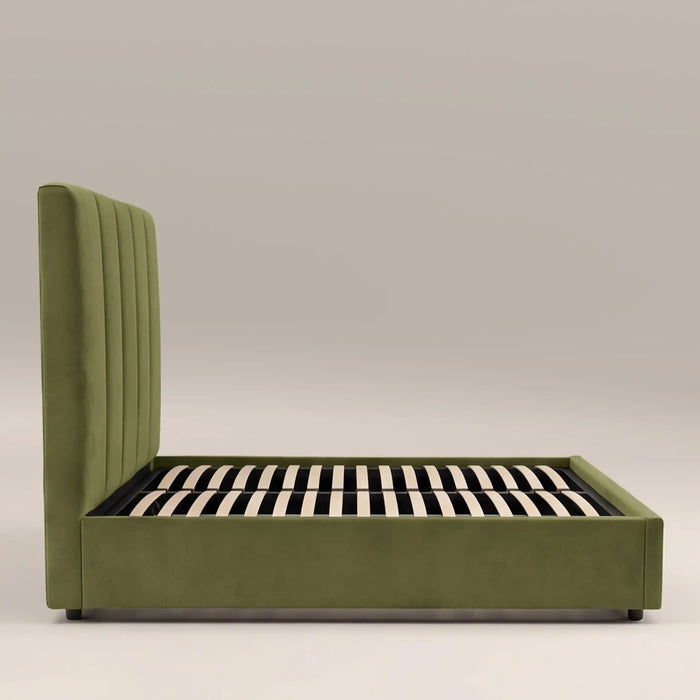 Aela Ottoman Storage King Bed Olive Green