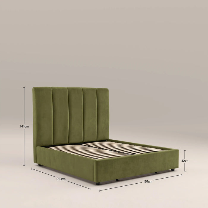 Aela Ottoman Storage Super King Bed Olive Green