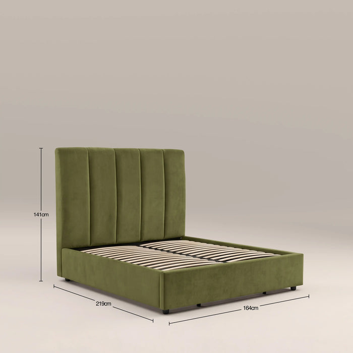 Aela Ottoman Storage King Bed Olive Green