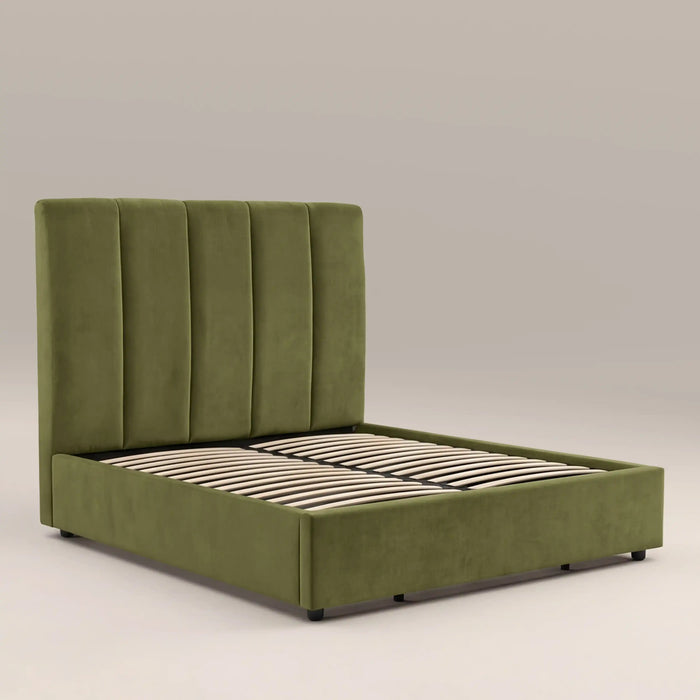 Aela Ottoman Storage King Bed Olive Green
