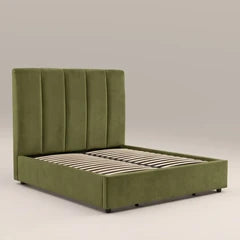 Aela Storage Ottoman King Bed | Olive Green