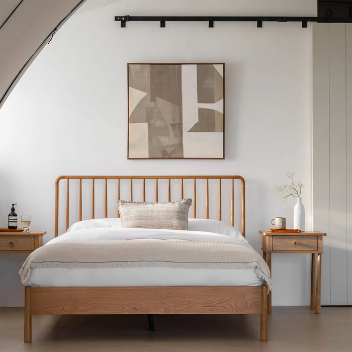 Eva Wooden King Bed Oak