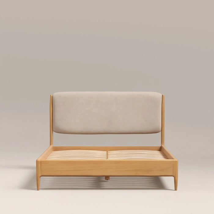 Percy Wooden King Bed Ivory & Oak