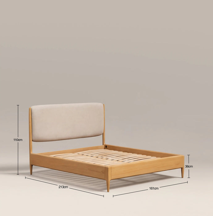 Percy Wooden King Bed Ivory & Oak