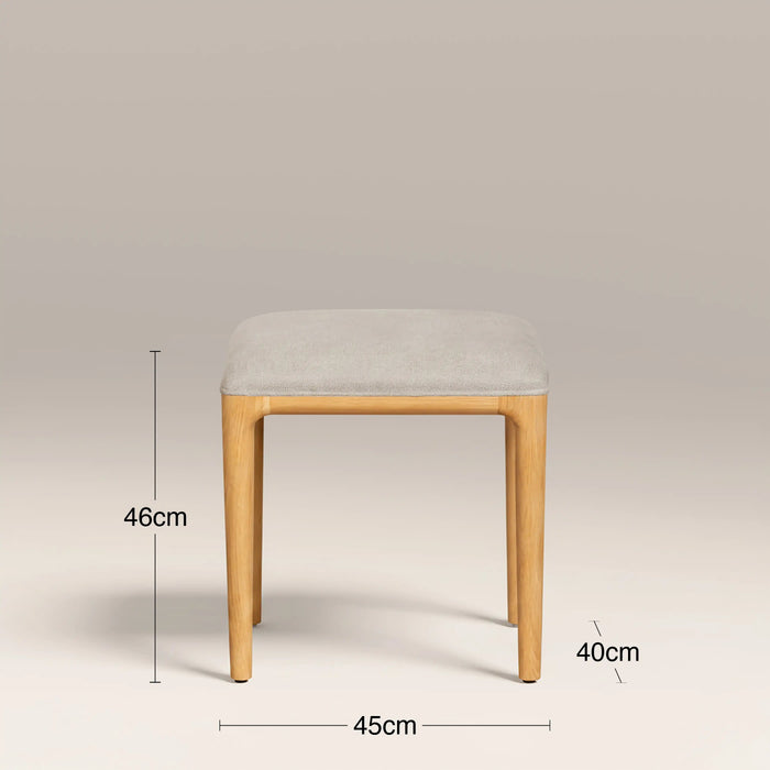 Percy Low Stool Ivory Fabric & Oak