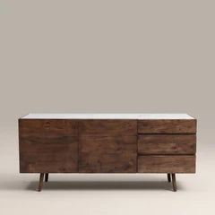 Lambert 2 Door Sideboard | White Marble & Walnut