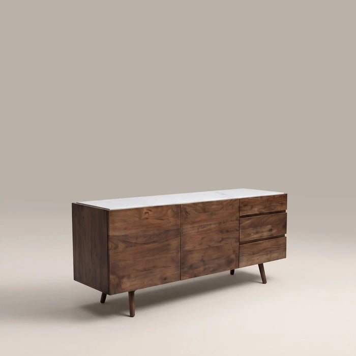 Lambert 2 Door Sideboard White Marble & Walnut