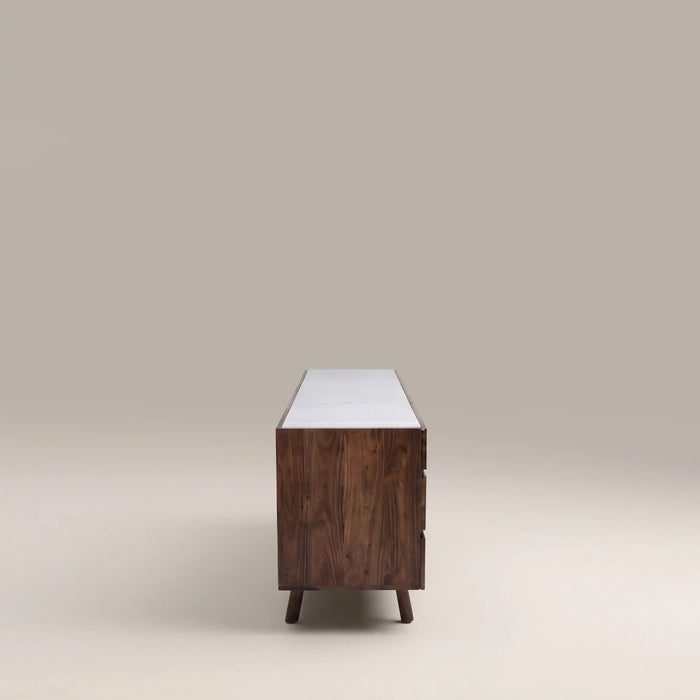 Lambert 2 Door Sideboard White Marble & Walnut