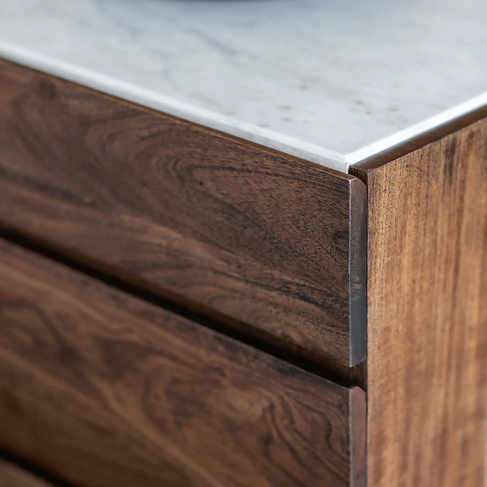 Lambert 2 Door Sideboard White Marble & Walnut