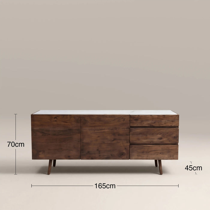 Lambert 2 Door Sideboard White Marble & Walnut