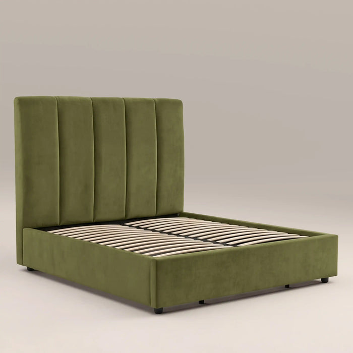Aela Ottoman Storage Super King Bed Olive Green